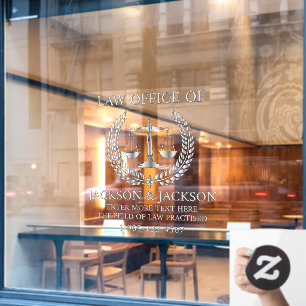 Customize Lawyer Law Office Detailed Front Silver Window Cling