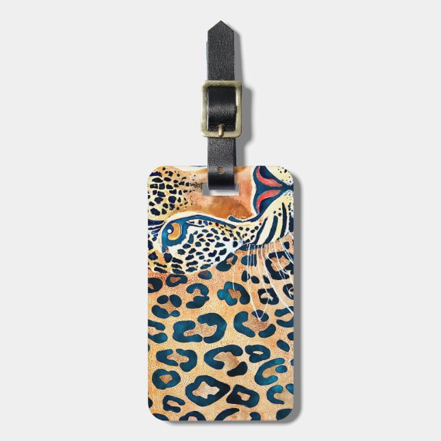 Customize Leopard and Jungle Luggage Tag (Front Vertical)