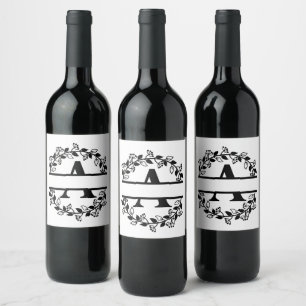 Customize Letter A Split Monogram Wine Label