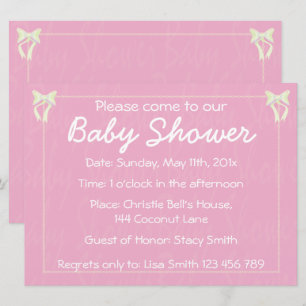 Customize Light pink Baby Girl shower invitation