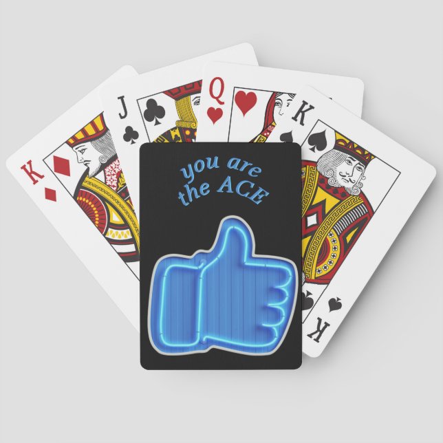 Customize Like Neon Hand design Playing Cards (Back)