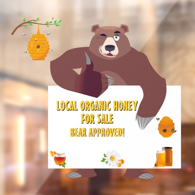Customize Local Organic Honey Bear Farm Logo  Window Cling (Sheet 2)