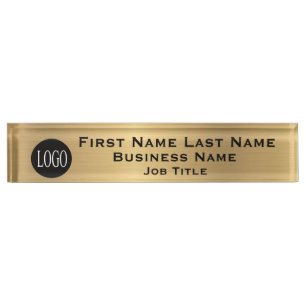 Customize Logo Desk Plate Business Name Gold Colou