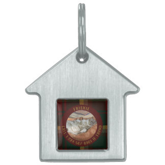 Customize Lost Cat Maple Leaf Tartan Burgundy Pet ID Tag