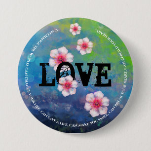 Customize Love with abstract lily pond art 3 Inch Round Button
