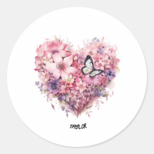 customize lovely cute floral heart Sticker
