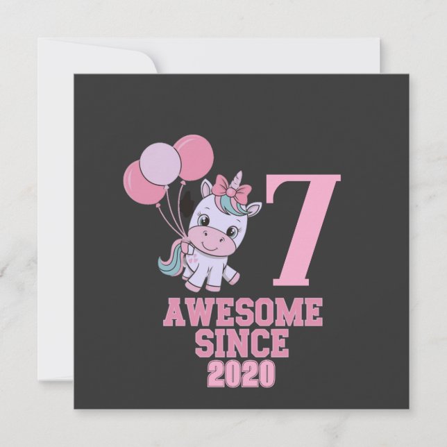 Customize Magical 7 Yrs Old Unicorn Birthday Girl Invitation (Front)