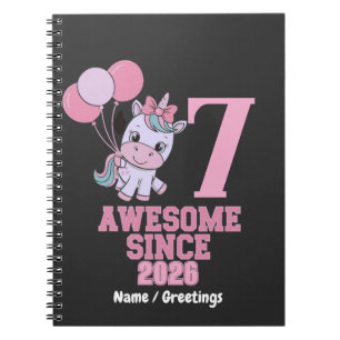 Customize Magical 7 Yrs Old Unicorn Birthday Girl Notebook