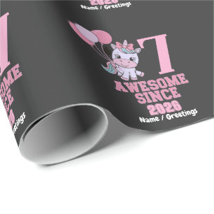 Customize Magical 7 Yrs Old Unicorn Birthday Girl  Wrapping Paper