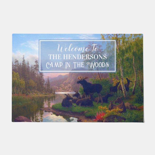 Customize Majestic Moose Boreal Forest Wild Nature Doormat (Front)