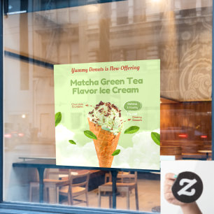Customize Matcha Green Tea Ice Cream Doughnut Shop Window Cling