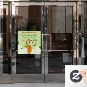 Customize Matcha Green Tea Ice Cream Doughnut Shop Window Cling