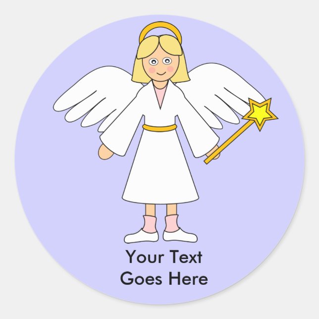 Customize Me -- Children's Nativity Angel Blonde Classic Round Sticker (Front)
