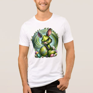 Customize Me!-Frustrated Bunny Embracing an Egg, Tri-Blend Shirt