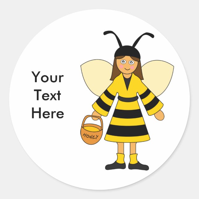 Customize Me -- Girl in Bee costume Classic Round Sticker (Front)
