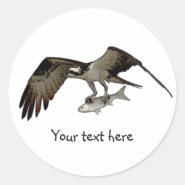 Customize Me! Osprey with Fish Classic Round Sticker (Front)