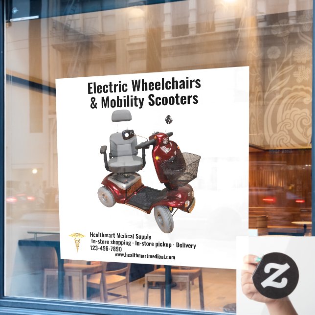Customize Medical Supply Mobility Scooters Window Cling (Cafe Window)