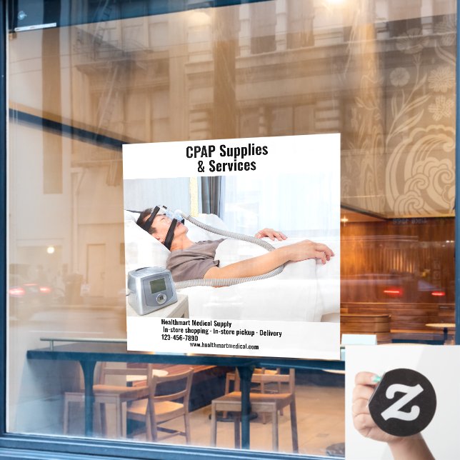 Customize Medical Supply Shop CPAP Supplies  Window Cling (Cafe Window)