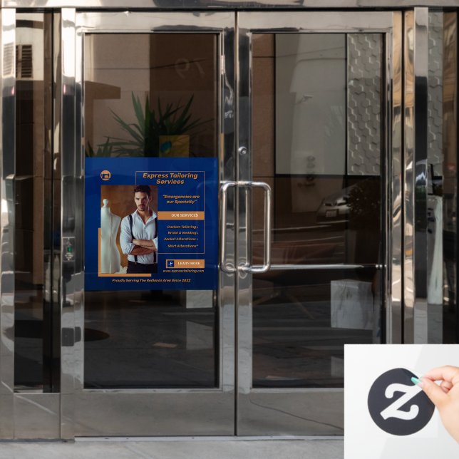 Customize Men's Tailoring Shop Business  Window Cling (Office Door)