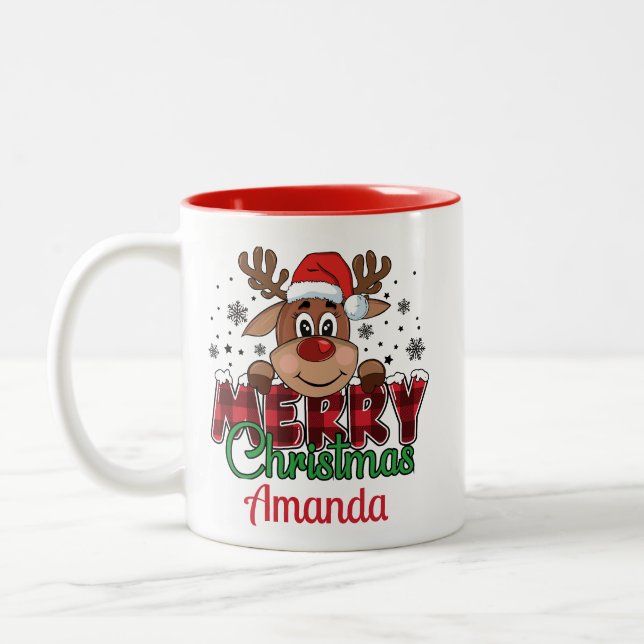 Customize Merry Christmas Reindeer Mug (Left)