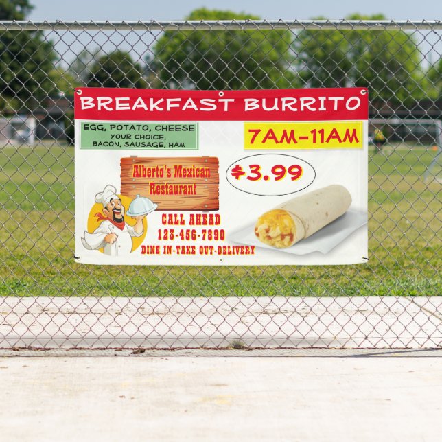 Customize Mexican Restaurant Breakfast Burrit Banner (Insitu)