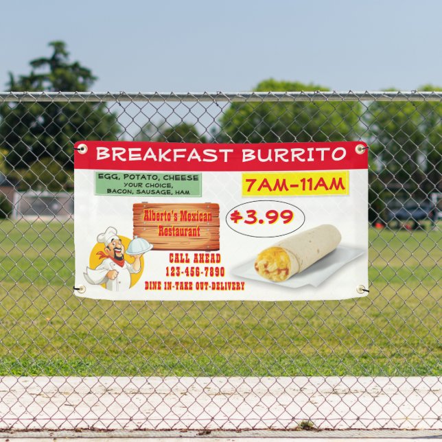 Customize Mexican Restaurant Breakfast Burrito Banner (Insitu)