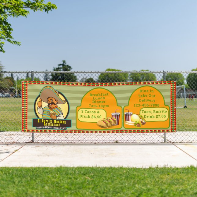 Customize Mexican Restaurant Food Pricing Large Banner (Insitu)
