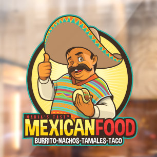 Customize Mexican Restaurant Food Tasty Fresh  Window Cling