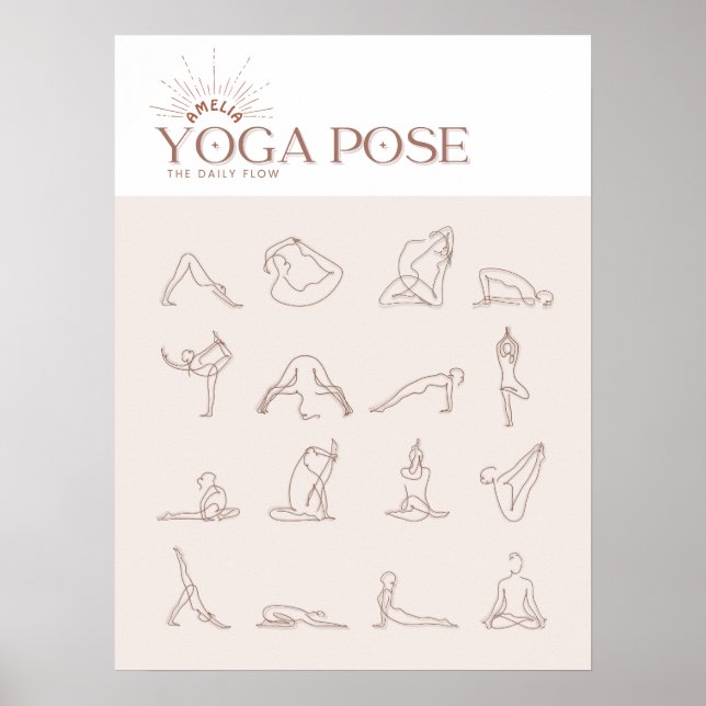 Customize Minimalist Yoga Pose LIne Art Poster (Front)