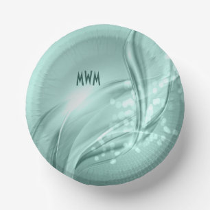 Customize Mint Swirl Pattern Customized Paper Bowl Plate