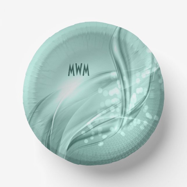 Customize Mint Swirl Pattern Customized Paper Bowl Plate (Front)