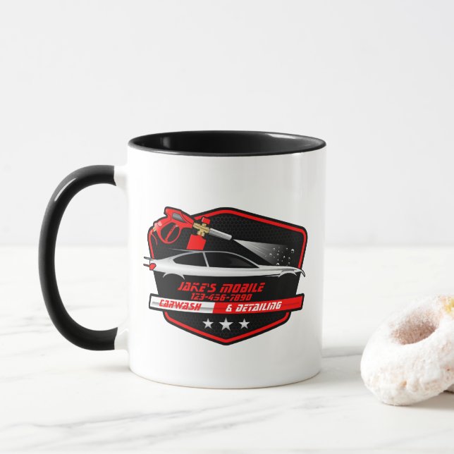 Customize Mobile Car Wash Detailing Business  Mug (With Donut)