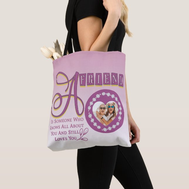 Customize Modern Best Friends Chic Quote  Tote Bag (Close Up)