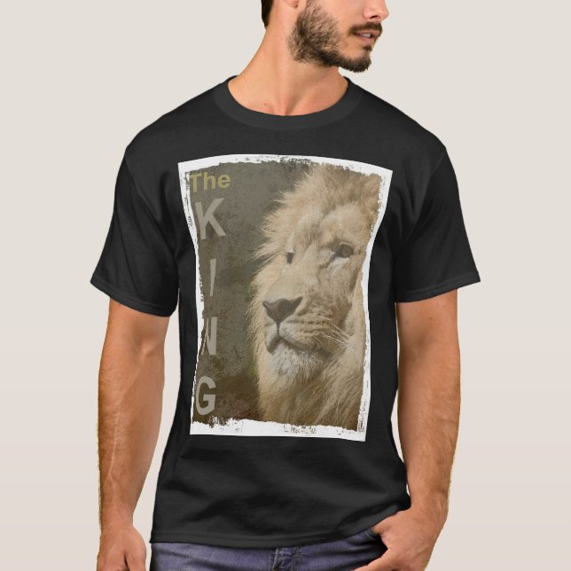 Customize Modern Elegant Pop Art Lion Head Black T-Shirt (Front)