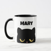 Customize Monogram and Name Script Funny Black Cat