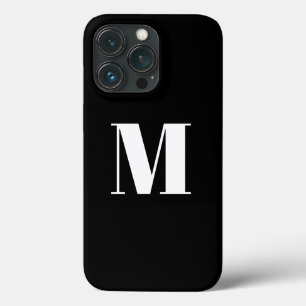 Customize monogram initial black white iPhone 13 pro case