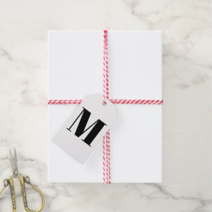 Customize monogram initial black white gift tags