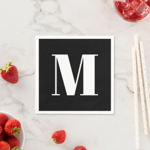 Customize monogram initial black white napkin