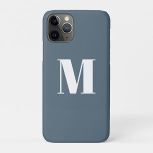 Customize monogram initial blue / grey white iPhone 11 pro case