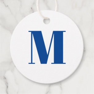 Customize monogram initial blue white gift favour tags