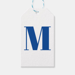 Customize monogram initial blue white gift tags