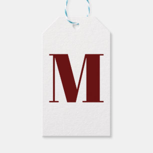 Customize monogram initial burgundy maroon white gift tags