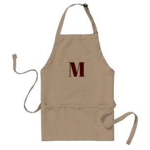 Customize monogram initial burgundy maroon white standard apron