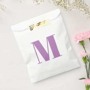 Customize monogram initial lavender white favour bag