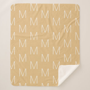 Customize monogram initial letter camel khaki sherpa blanket