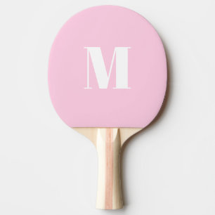 Customize monogram initial light pink white ping pong paddle