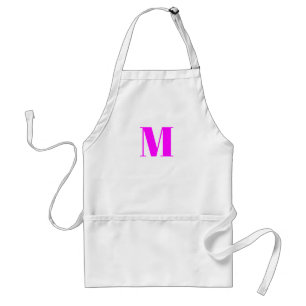 Customize monogram initial magenta pink white standard apron
