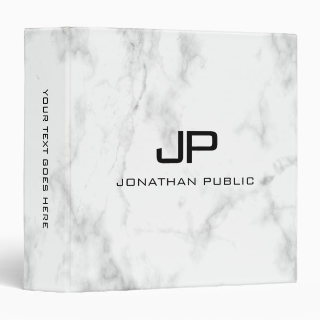 Customize Monogram Initial Marble Template Elegant Binder (Front/Spine)
