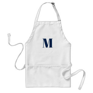 Customize monogram initial navy blue white standard apron