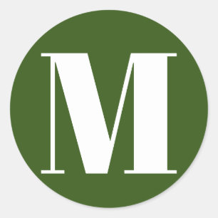 Customize monogram initial number forest green classic round sticker
